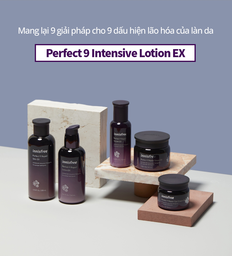 9가지 피부 고민에 대응하는 9가지 솔루션 케어로 다양한 피부 노화에 대응하는 #토탈안티에이징 #퍼펙트9리페어로션EX