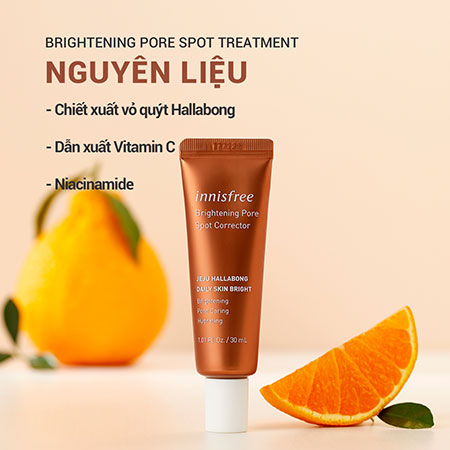 Sản phẩm dưỡng sáng đốm nâu sậm trên da innisfree Brightening Pore Spot Treatment 30 mL