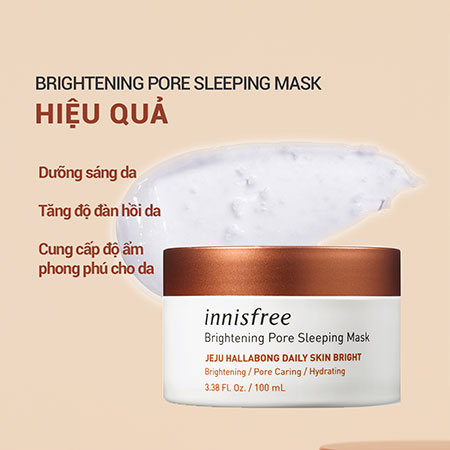 Mặt nạ ngủ dưỡng sáng da, se khít lỗ chân lông innisfree Brightening Pore Sleeping Mask 100 mL
