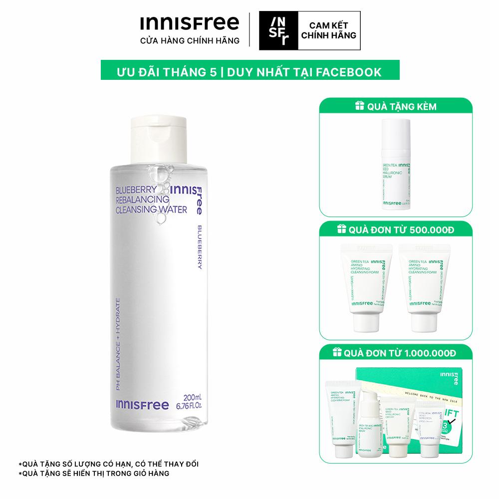 Nước tẩy trang cân bằng giữ ẩm da innisfree Blueberry Rebalancing Cleansing Water 200 mL
