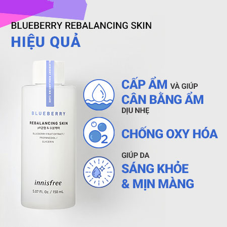 Nước cân bằng ẩm chống oxy hóa việt quất innisfree Blueberry Rebalancing Skin 150 mL