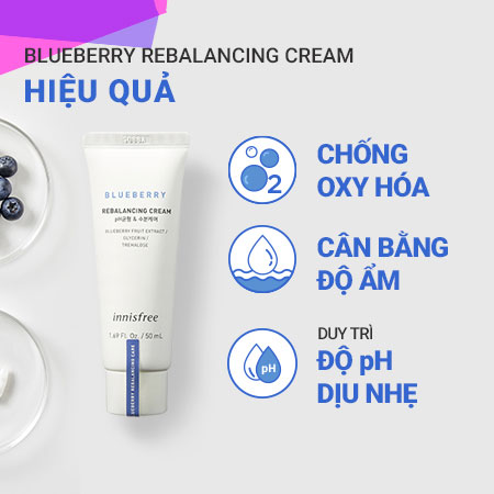 Kem dưỡng ẩm chống oxy hóa việt quất  innisfree Blueberry Rebalancing Cream 50 mL