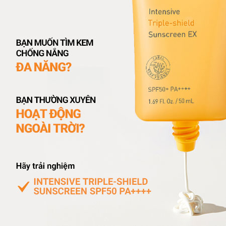 Kem chống nắng lâu trôi tăng cường innisfree Intensive Triple-shield Sunscreen SPF50+ PA++++ 50 mL