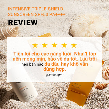 Kem chống nắng lâu trôi tăng cường innisfree Intensive Triple-shield Sunscreen SPF50+ PA++++ 50 mL