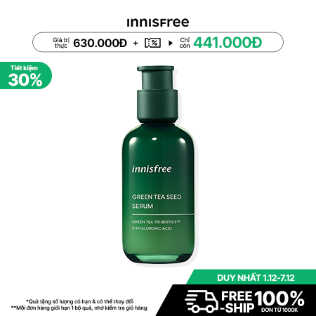 Tinh chất INNISFREE Green Tea Seed Serum dưỡng ấm, làm dịu, cho da căng mọng với trà xanh và 5 loại Hyaluronic Acid 80 mL