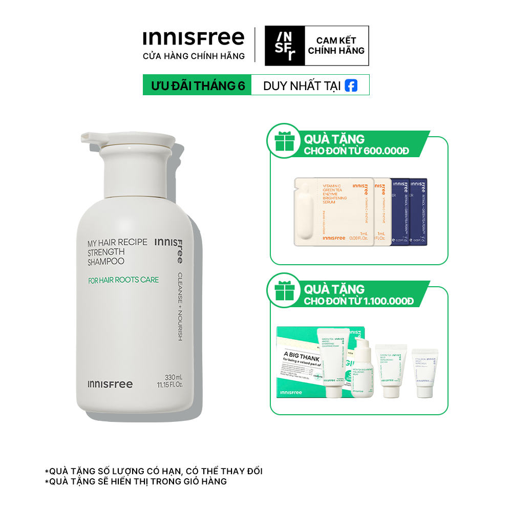 Dầu gội nuôi dưỡng chân tóc innisfree My Hair Recipe Strength Shampoo For Hair Roots Care 330 mL