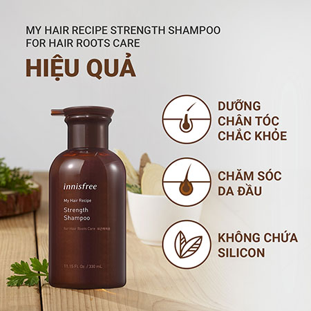 Dầu gội phục hồi tóc gãy rụng innisfree My Hair Recipe Strength Shampoo For Hair Roots Care 330 mL