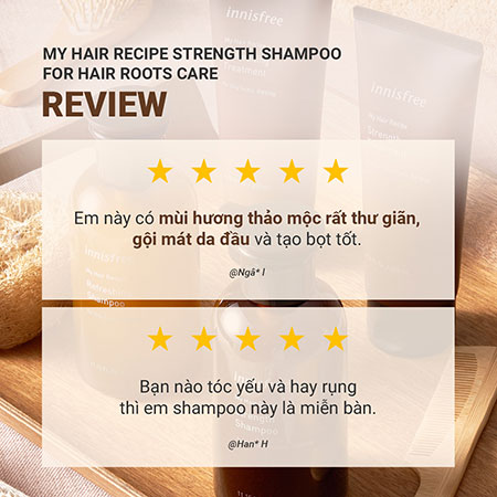 Dầu gội phục hồi tóc gãy rụng innisfree My Hair Recipe Strength Shampoo For Hair Roots Care 330 mL