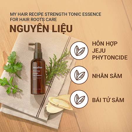 Xịt dưỡng tóc innisfree My Hair Recipe Strength Tonic Essence For Hair Roots Care 100ml