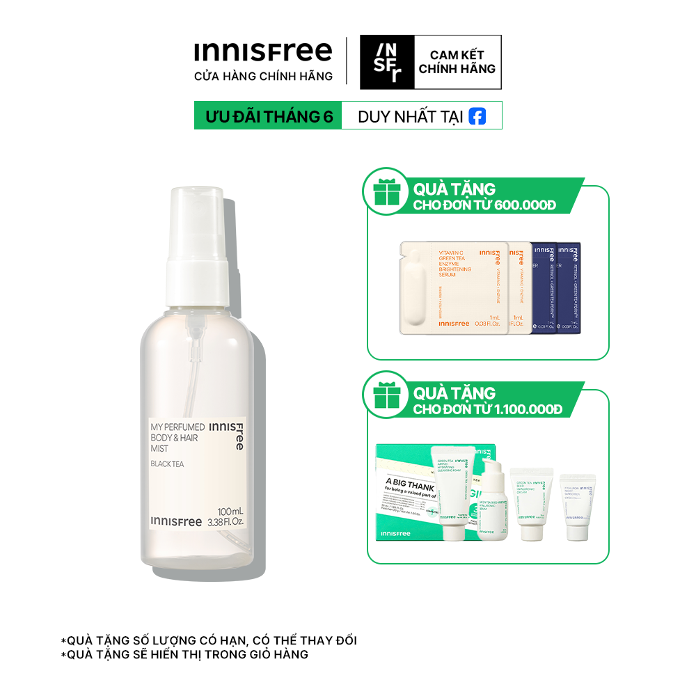 Xịt thơm toàn thân innisfree Perfumed Body & Hair Mist 100 mL