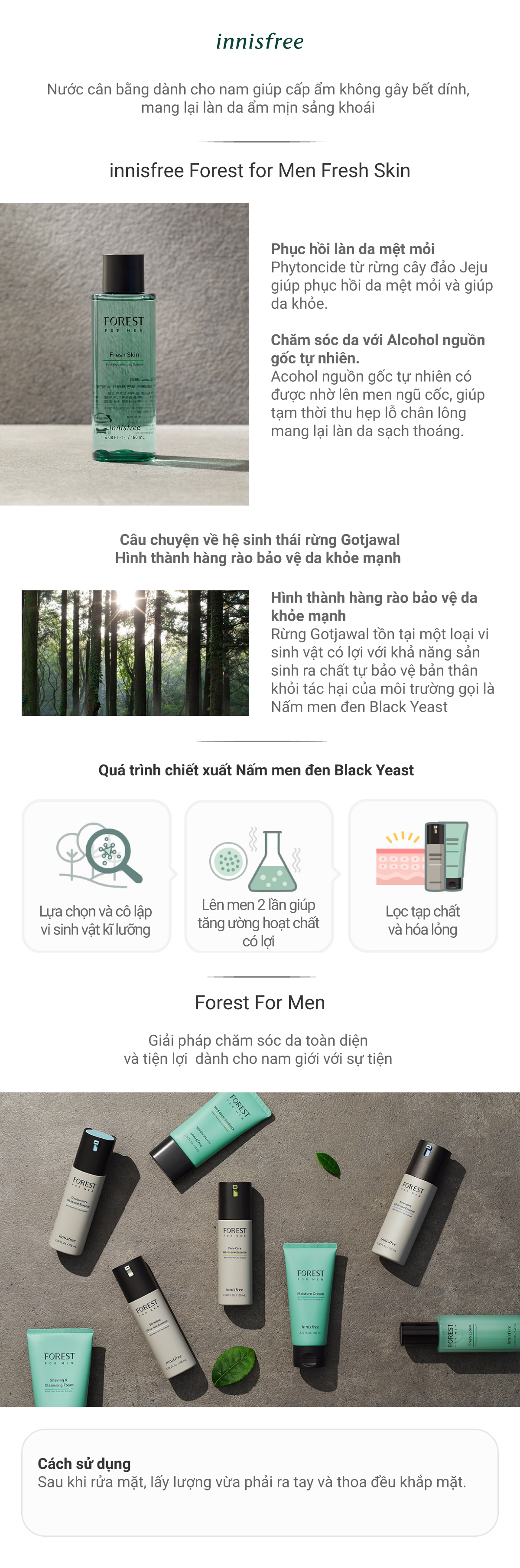Nước cân bằng dành cho nam INNISFREE Forest for men Fresh Skin 180 mL