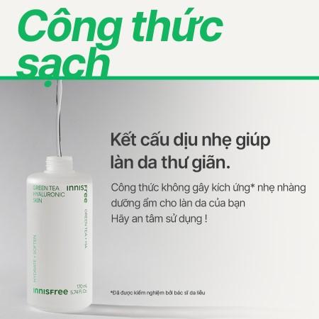 Nước cân bằng độ ẩm cho da INNISFREE Green Tea Hyaluronic Skin 170 mL