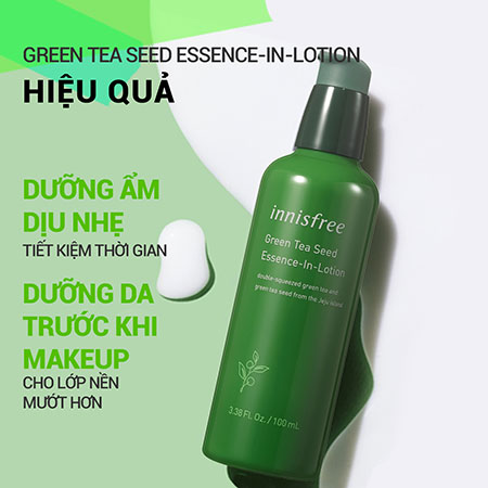 Sữa dưỡng ẩm sâu cho da innisfree Green Tea Seed Essence In Lotion 100 mL