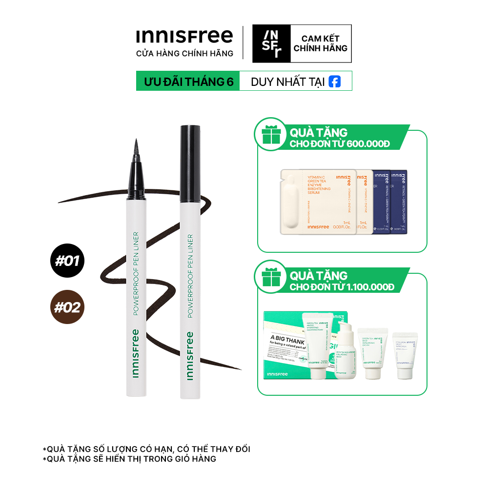 Bút kẻ viền mắt nước lâu trôi innisfree Powerproof Pen Liner 0.6 g