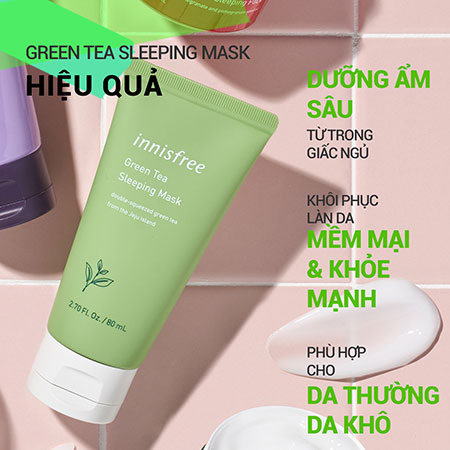 Mặt nạ ngủ dưỡng ẩm da innisfree Green Tea Sleeping Mask 80 mL