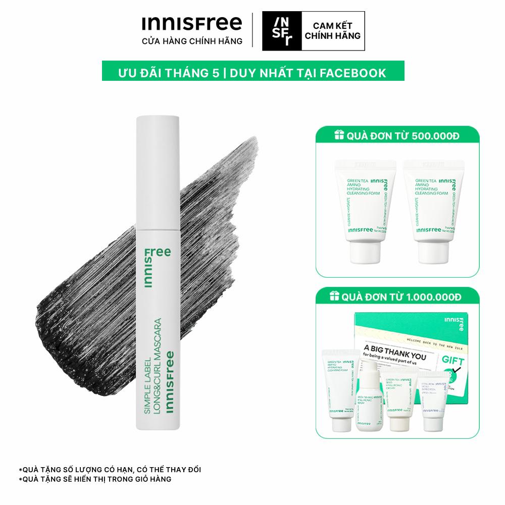 Mascara thuần chay, làm dài và cong mi innisfree Simple Label Long & Curl Mascara 7.5 g