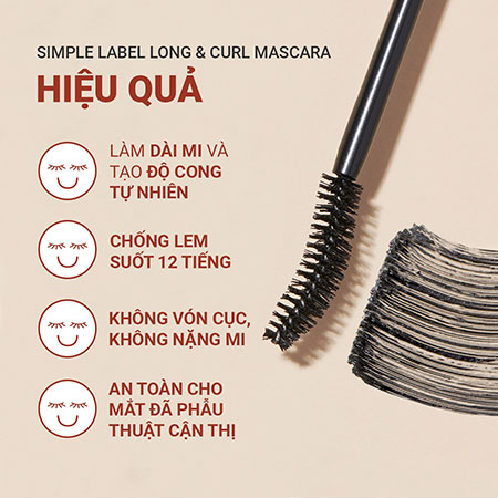 Mascara thuần chay, làm dài và cong mi innisfree Simple Label Long & Curl Mascara 7.5 g