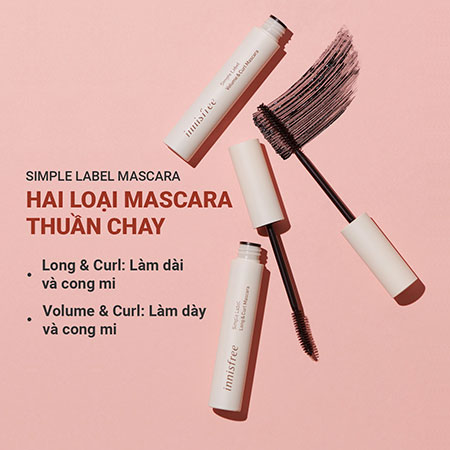 Mascara thuần chay, làm dài và cong mi innisfree Simple Label Long & Curl Mascara 7.5 g