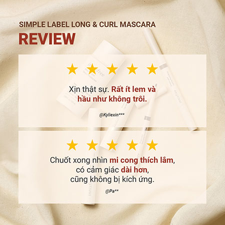 Mascara thuần chay, làm dài và cong mi innisfree Simple Label Long & Curl Mascara 7.5 g