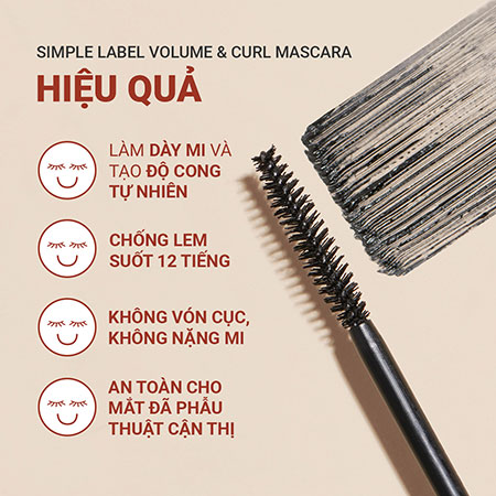 Mascara thuần chay, làm dài và cong mi innisfree Simple Label Volume & Curl Mascara 7.5 g