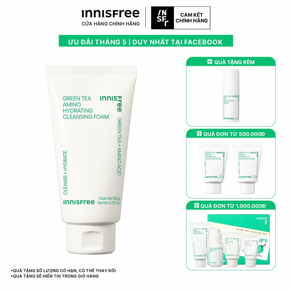 Sữa rửa mặt trà xanh sạch sâu ẩm mịn INNISFREE Green Tea Amino Cleansing Foam 150g
