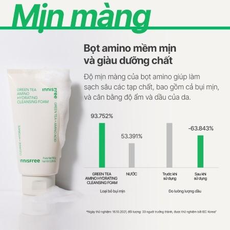 Sữa rửa mặt dưỡng ẩm da từ trà xanh INNISFREE Green Tea Amino Cleansing Foam 150g