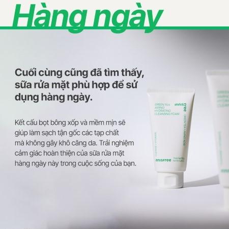 Sữa rửa mặt dưỡng ẩm da innisfree Green Tea Hydrating Amino Acid Cleansing  Foam 150 g | innisfree Việt Nam