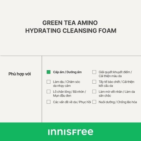 Sữa rửa mặt dưỡng ẩm da innisfree Green Tea Hydrating Amino Acid Cleansing Foam 150 g