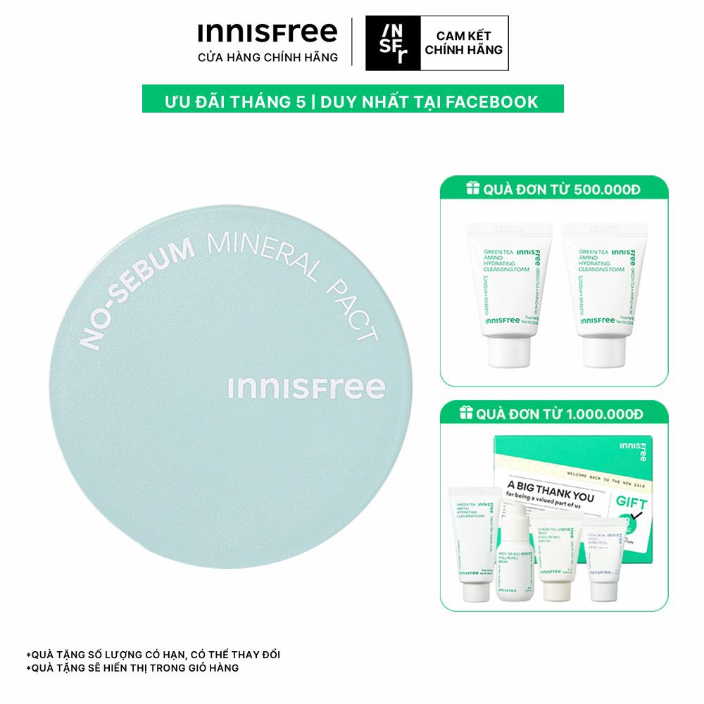 Phấn khoáng kiềm dầu dạng nén INNISFREE No Sebum Mineral Pact 8.5 g