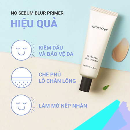 Kem lót kiềm dầu làm mờ lỗ chân lông INNISFREE No Sebum Blur Primer 25 mL