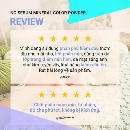 Phấn phủ bột kiềm dầu hiệu chỉnh tông da innisfree No Sebum Mineral Color Powder 5g