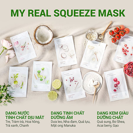 Mặt nạ giấy nước ép thiên nhiên Jeju innisfree My Real Squeeze Mask 20 mL