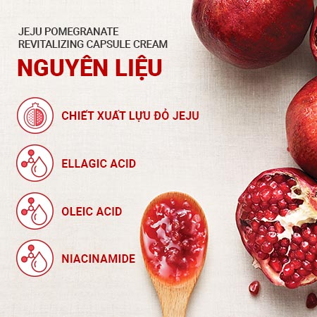 Kem dưỡng chống oxy hóa lựu đỏ innisfree Jeju Pomegranate Revitalizing Capsule Cream 50 mL