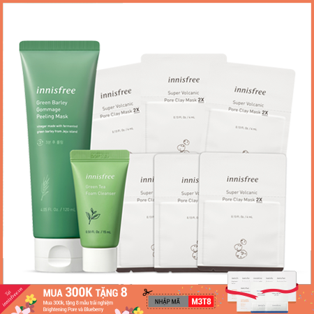 Bộ tẩy tế bào chết innisfree Green Barley Gommage Routine Set 159mL