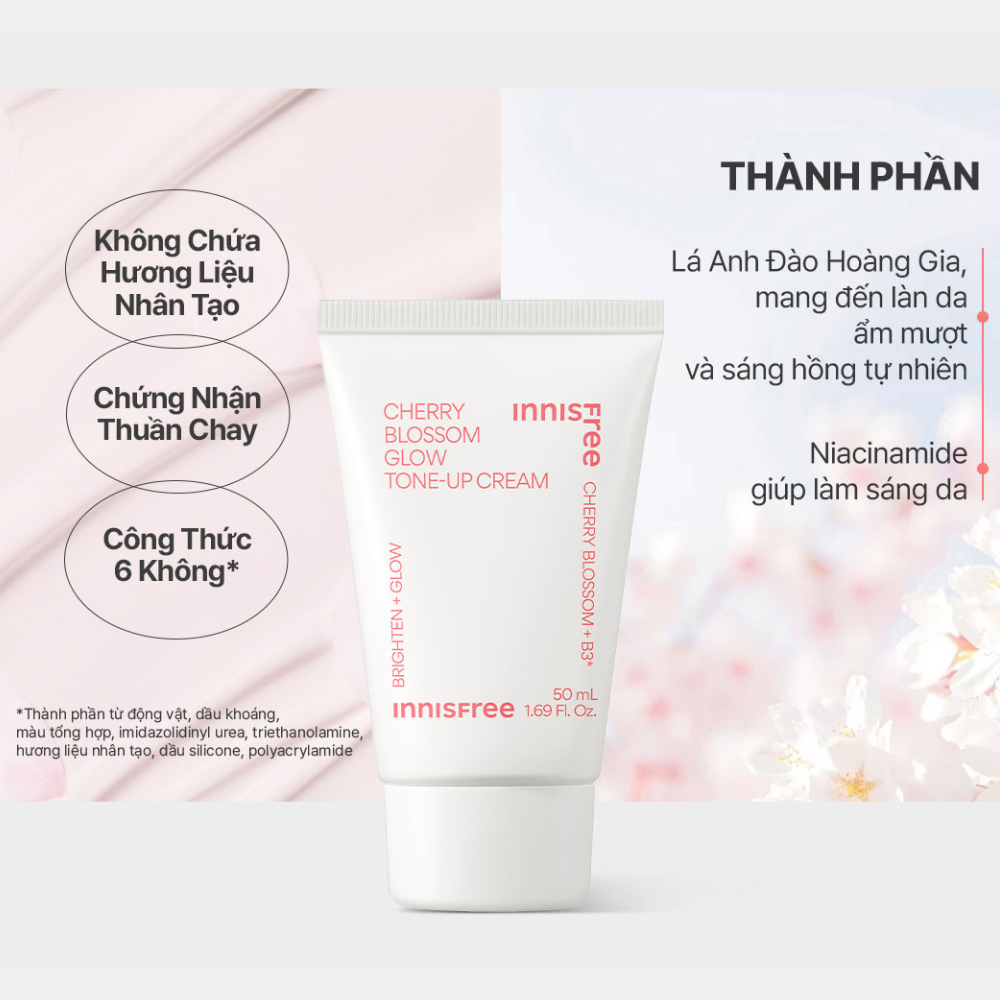 Kem nâng tông, dưỡng sáng làm đều màu da từ hoa anh đào INNISFREE Cherry Blossom Tone Up Cream 50ml