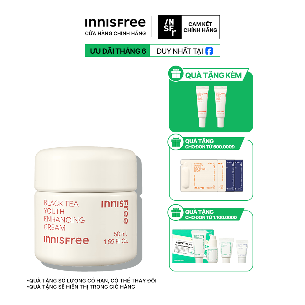 Kem dưỡng da ngăn ngừa lão hóa từ trà đen INNISFREE Black Tea Youth Enhancing Cream 50 mL 