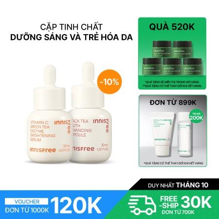 Set tinh chất dưỡng sáng và ngăn ngừa lão hóa Vitamin C Green Tea Enzyme Brightening Serum & Black Tea Youth Ampoule 30mL