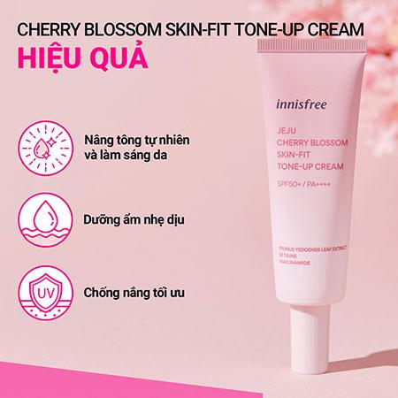 Kem dưỡng ẩm nâng tông làm sáng da và chống nắng INNISFREE Cherry Blossom Skin-Fit Tone-up Cream SPF50+ PA++++ 50 mL