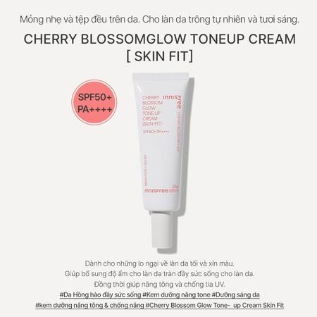 Kem dưỡng ẩm nâng tông làm sáng da và chống nắng innisfree Cherry Blossom Skin-Fit Tone-up Cream SPF50+ PA++++ 50 mL