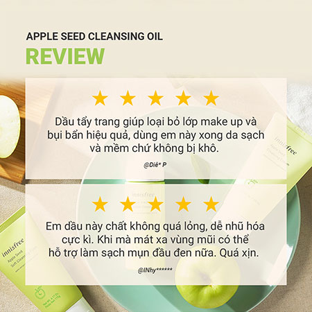  Dầu tẩy trang INNISFEEE Apple Seed Cleansing Oil 150 mL