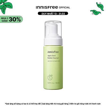 Sữa rửa mặt làm sạch dạng bọt innisfree Apple Seed Bubble Cleanser 150 mL