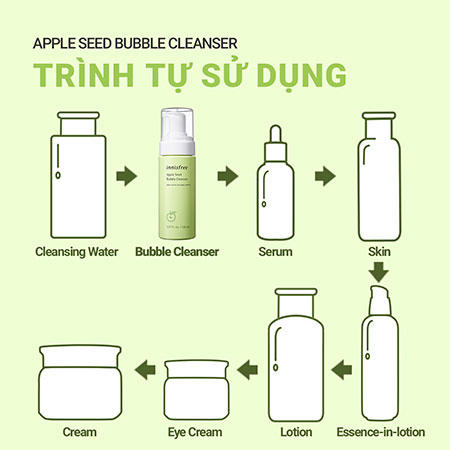 Sữa rửa mặt làm sạch dạng bọt innisfree Apple Seed Bubble Cleanser 150 mL