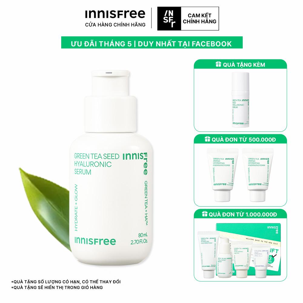 Serum trà xanh cấp ẩm sâu phục hồi da, với Probiotics INNISFREE Green Tea Seed Hyaluronic Serum 80mL