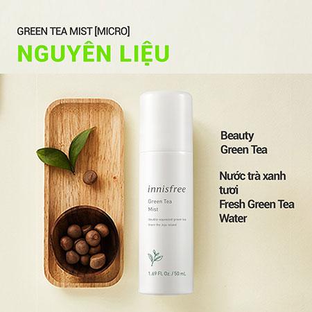 Bộ đôi xịt khoáng dưỡng ẩm trà xanh innisfree Green Tea Mist 50 mL & Micro 120 mL