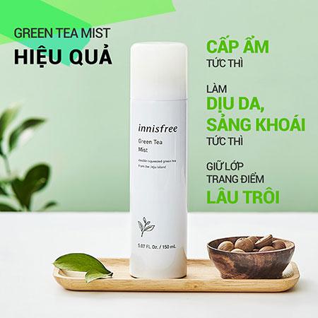 Bộ đôi xịt khoáng dưỡng ẩm trà xanh innisfree Green Tea Mist 150 mL