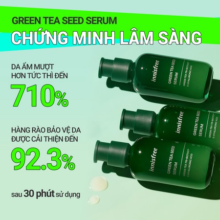 Set tinh chất và kem dưỡng cấp ẩm chuyên sâu trà xanh innisfree Green Tea Seed Serum & Cream Combo