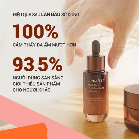 Set tinh chất & nước dưỡng & kem dưỡng da ban đêm ngăn ngừa lão hóa từ trà đen innisfree Black Tea Youth Enhancing Ampoule & Essence & Cream combo