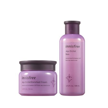 Set kem dưỡng và nước cân bằng ngăn ngừa lão hóa da innisfree Jeju Orchid Enriched Cream & Skin Combo