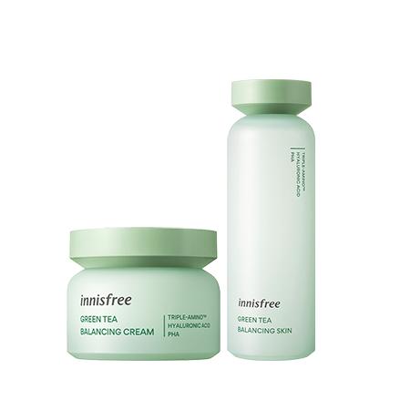 Set kem dưỡng và nước cân bằng độ ẩm cho da innisfree Green Tea Balancing Cream & Skin Combo
