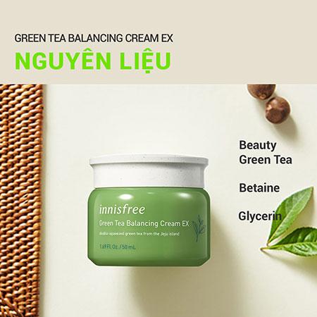 Set kem dưỡng và nước cân bằng độ ẩm cho da innisfree Green Tea Balancing Cream & Skin Combo
